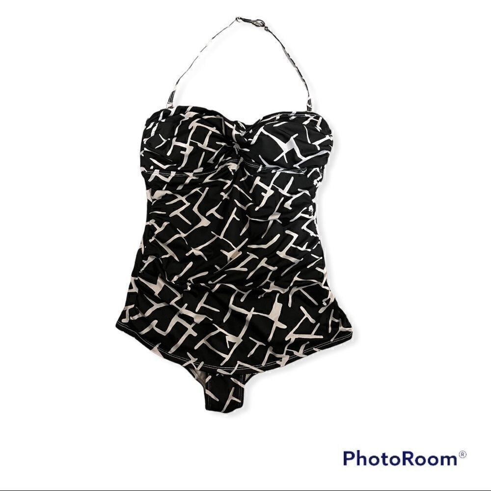 Jantzen Women Black/light gray swimming suit sz 14
